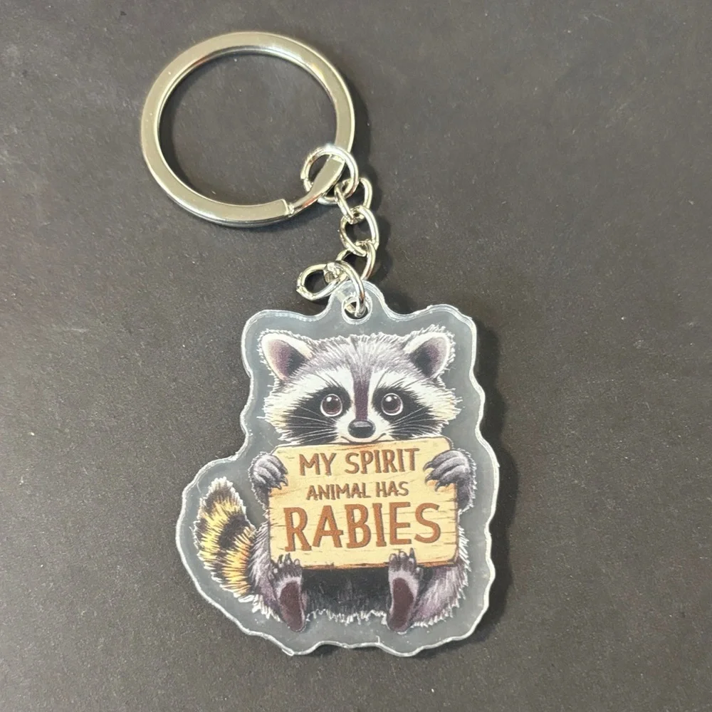 🔥RACCOON EMOTIONAL SUPPORT KEYCHAIN (RABIES)
